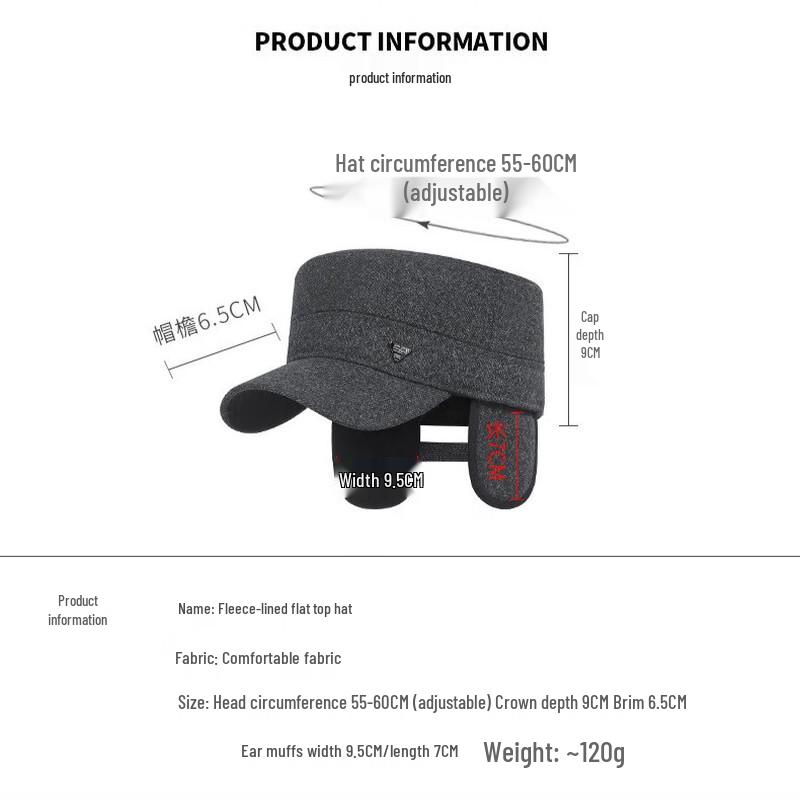 ZHENYUEQI Herren Winter Fleecegefütterte Ohrenklappenmütze
