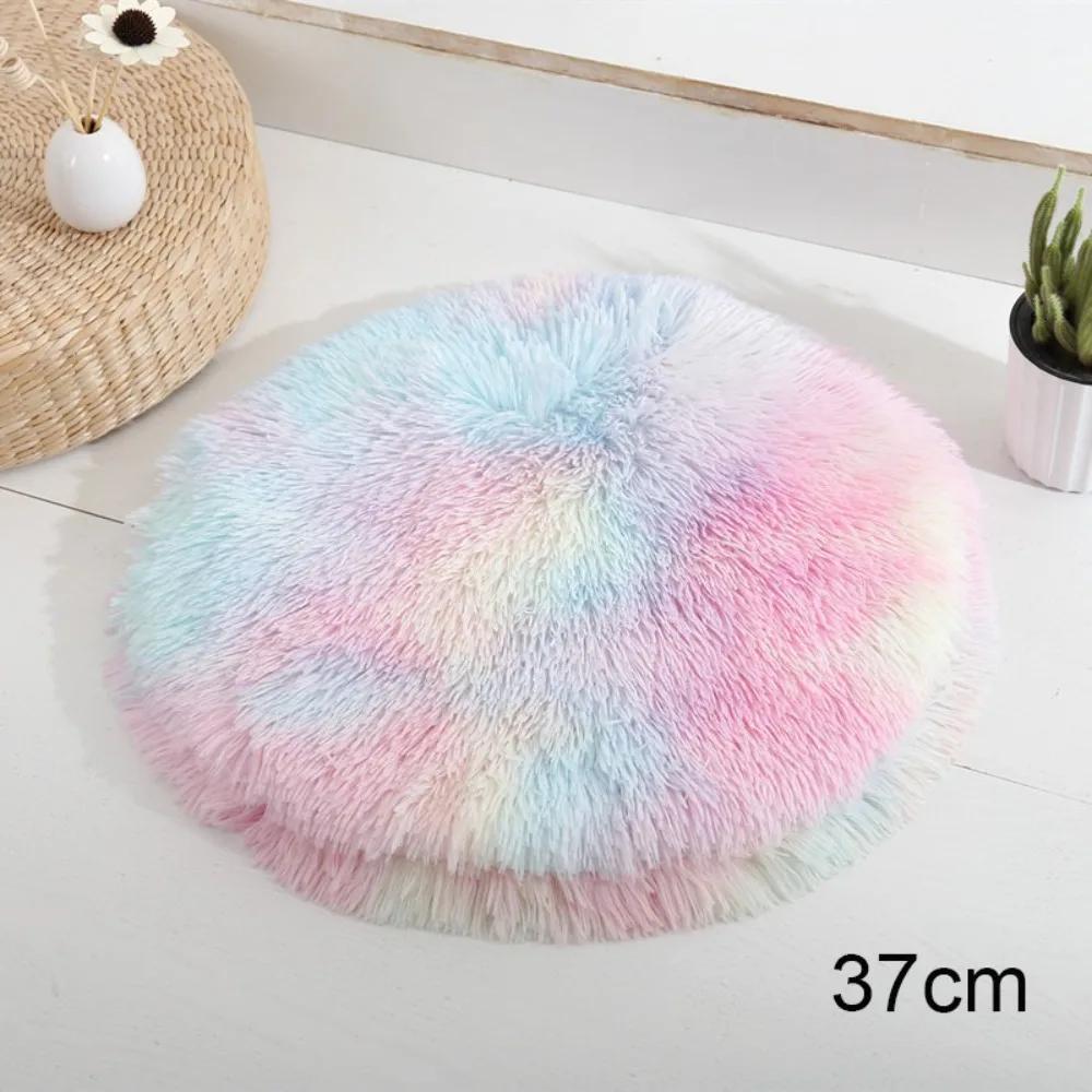 New Durable High Quality Portable Soft Fleece Cat Mat Solid Color Round Shape Pet Cushion Comfortable Cat Nest Kitten Puppy