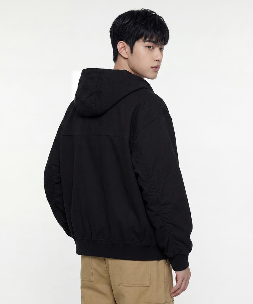 Agod Bio Washed Ripstop Hooded Jacket [Black]