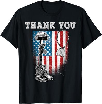 Used Look Memorial Day Shirt Flag Militärstiefel Erkennungsmarken Geschenk Unisex T-Shirt