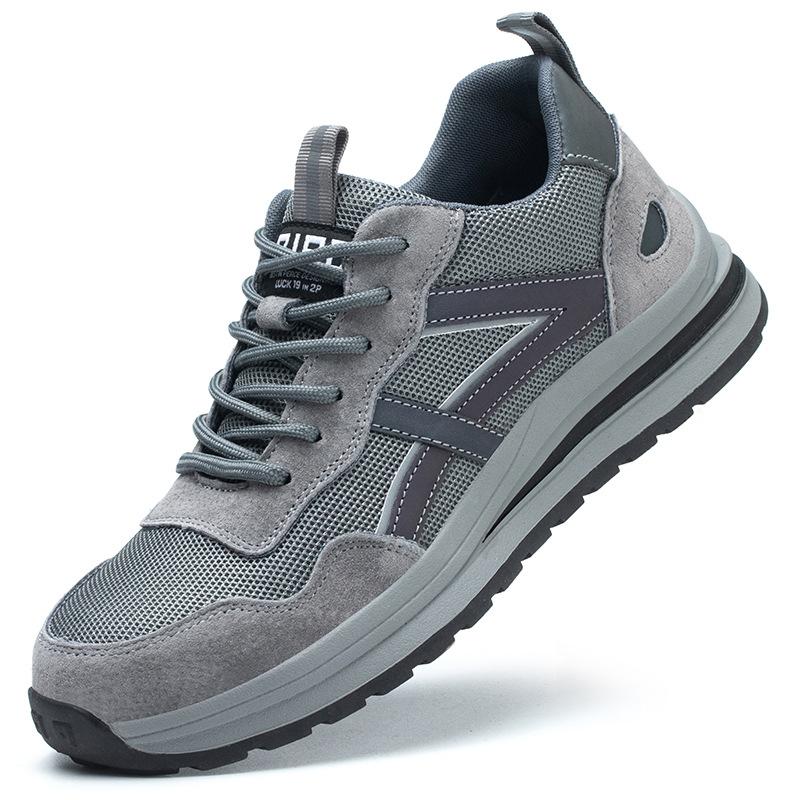 Leichte Sicherheitsschuhe für Herren Stahlkappensneaker Atmungsaktive Mesh-Arbeitsschuhe Schützende Rutschfeste Sport-Sicherheits-Arbeitssneaker