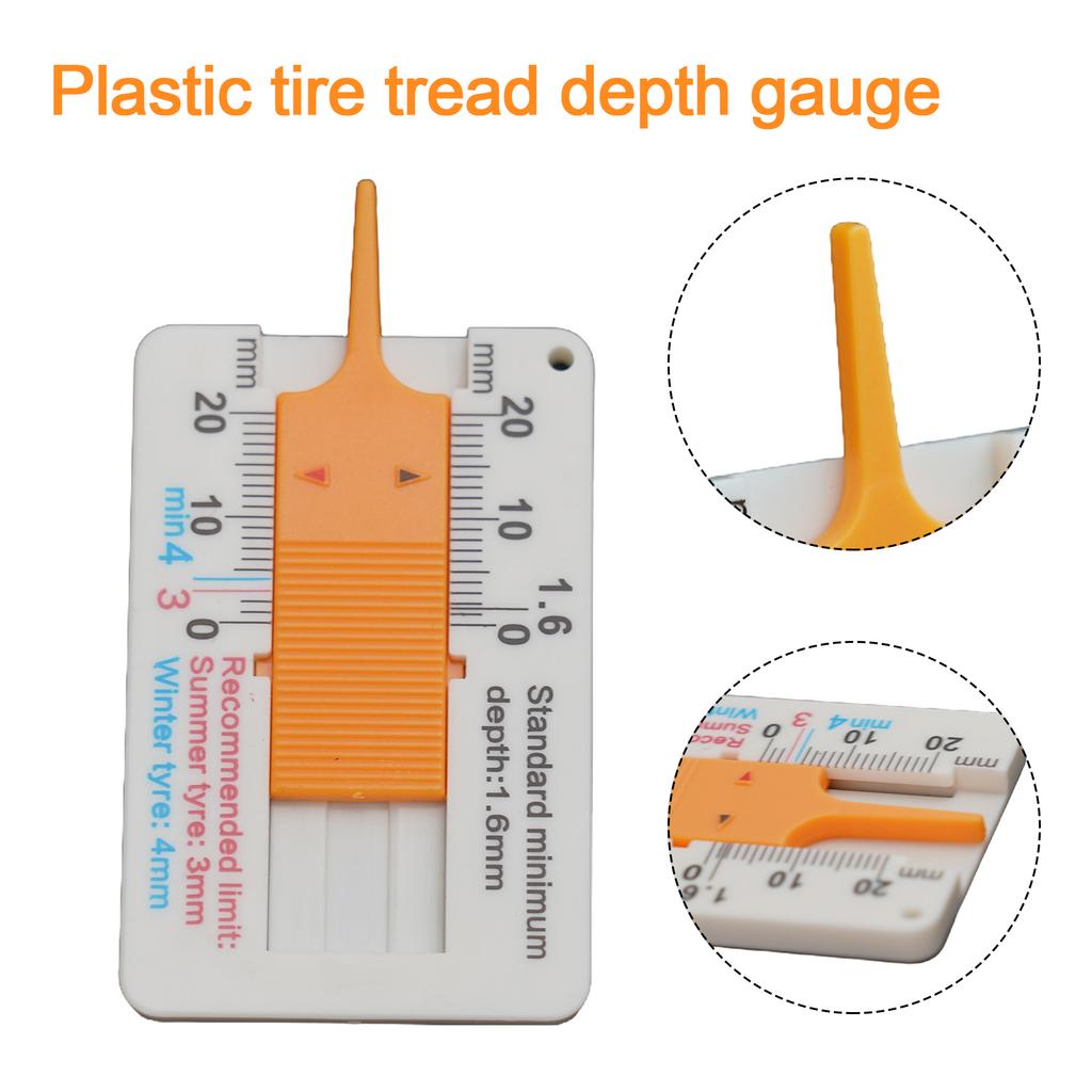 1pc Plastic Tire Tread Ruler 0-20MM Vernier Depth Caliper Tire Tread Depth Ruler Portable Tire Tread Depth Gauge Tyre Tread Tool