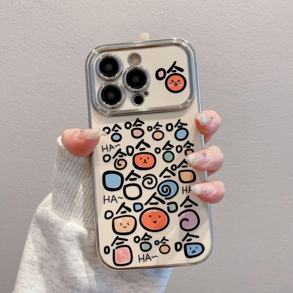 Funny Haha, Suitable for Apple Mobile Phone Case 16promax New 15promax Cartoon 14plus Electroplating 13