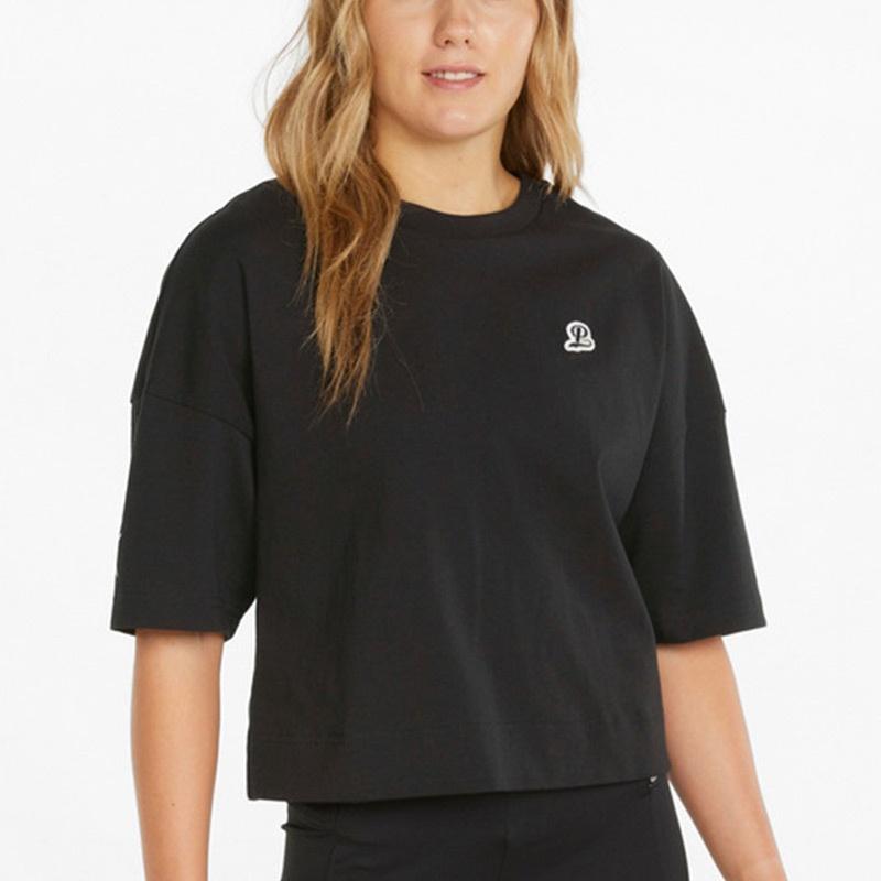 PUMA Drop Shoulder Sleeve T Shirt Women's Black 536932-01