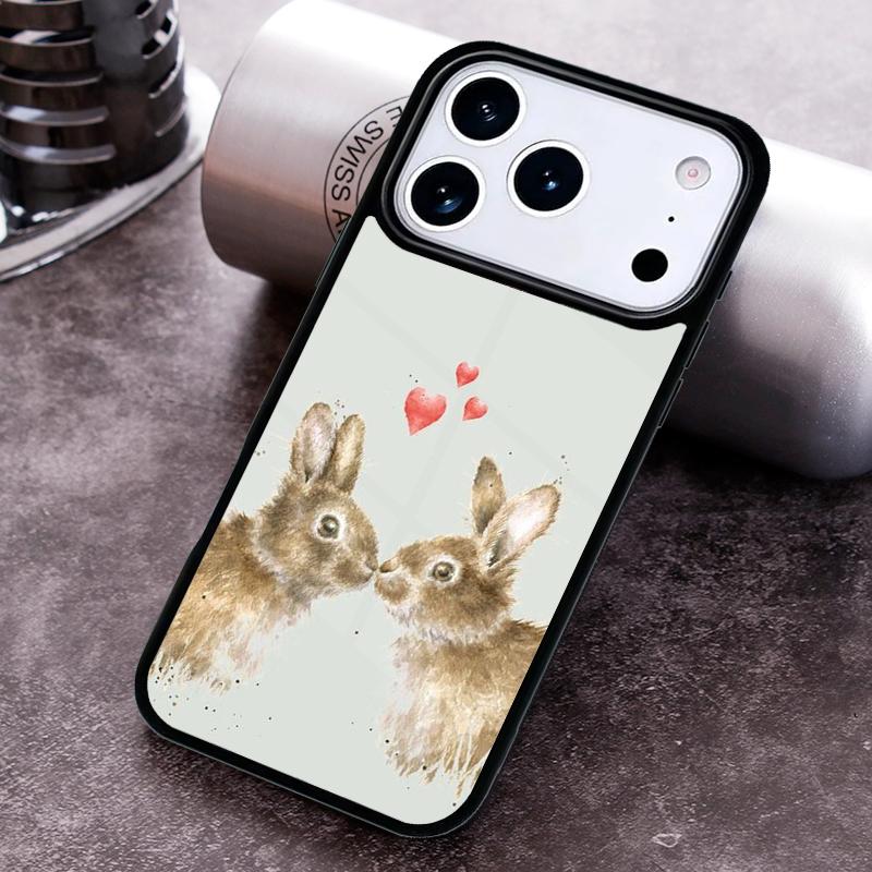 Bunny Rabbit Painting Design Phone Case For iPhone 17 16 15 14 13 12 11 Pro Max Plus 17Air Soft Silicone Cover