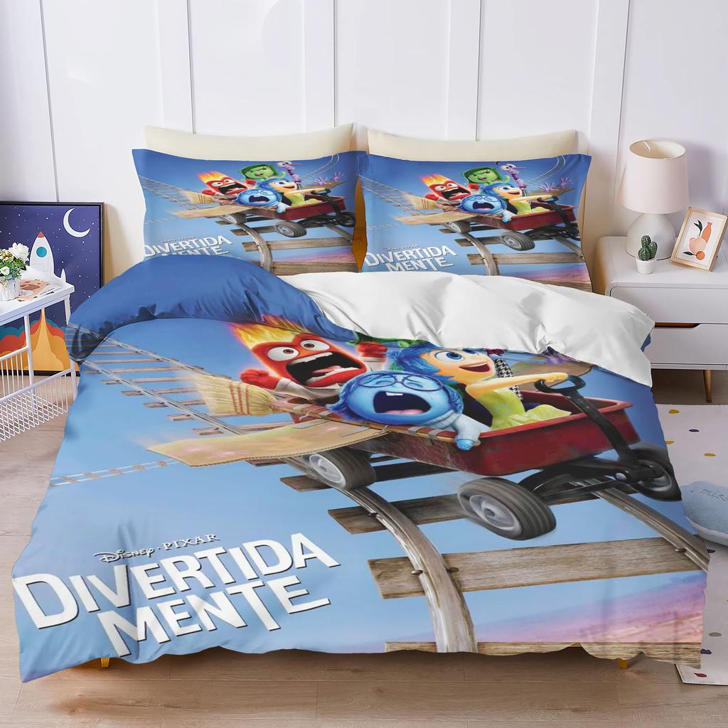 Inside Out Anime Home Bedroom Comforte Nordic polyester material suitable for children and adults 3-piece set