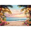 Summer Hawaiian Beach Tapestry Tropical Seaside Flowers Aloha Luau Backdrop Wall Hanging for Ocean Holiday Party Decoration