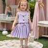Girls 3D Flower Formal Top & Pleated Skirt Two-Piece Set