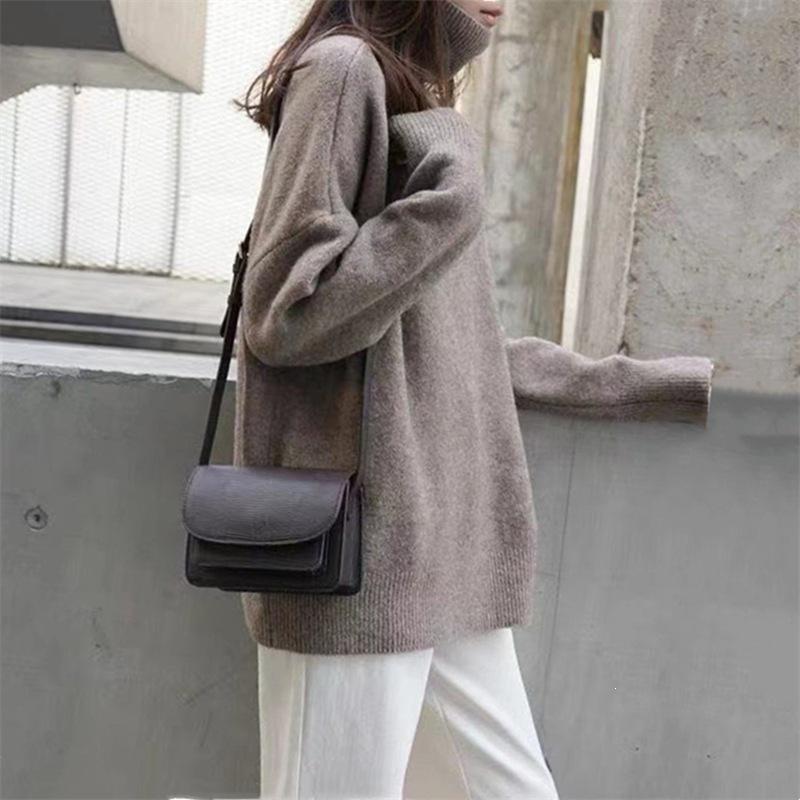 Women's High-End Solid Color Knit Turtleneck Sweater - Autumn/Winter Casual Slim Fit Top.