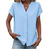 Button Down Shirts For Women Short Sleeve Tops V Neck Collar Blouses Business Casual