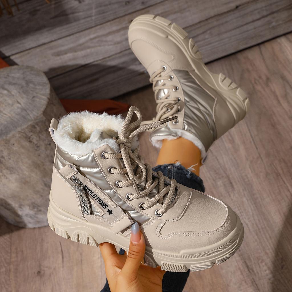 Women Ankle Boots Warm Height Increased Snow Boots High Top Platform Cotton Sports Shoes Fashion Waterproof Boots Women