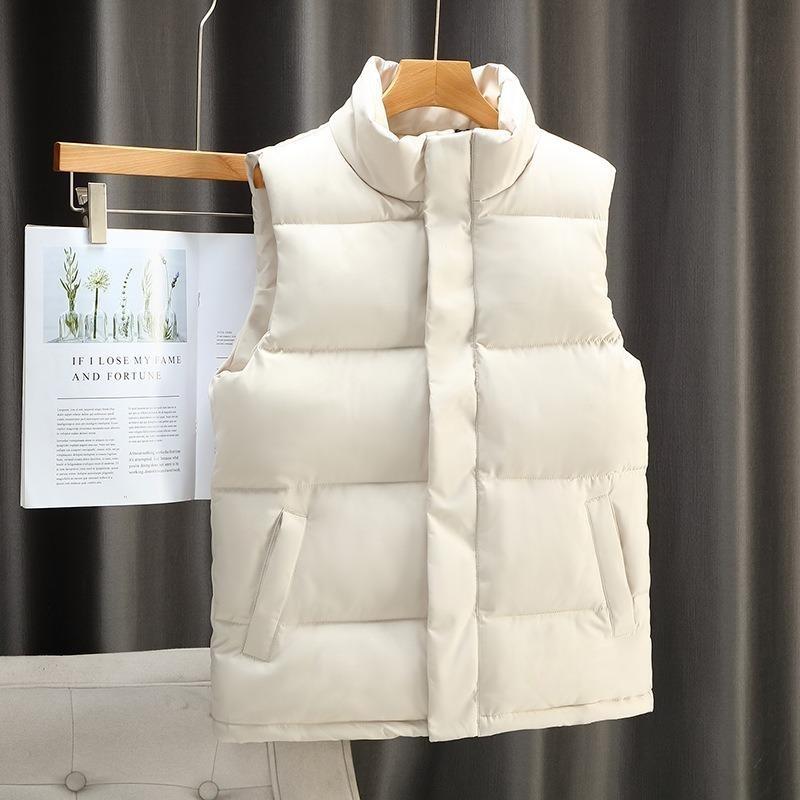Gilet di Cotone Piumino da Uomo Autunno e Inverno Giacca Plus Velluto Ispessito Gilet Tinta Unita Collo Alto