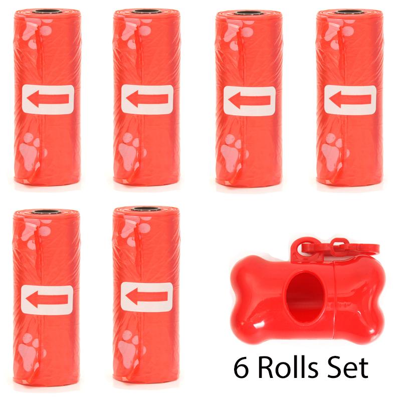 Pet Poop Bags Disposable Dog Waste Bags Bulk Poop Bags with Leash Clip and Bone Bag Dispenser 5 Rolls of 75 Pcs Bags