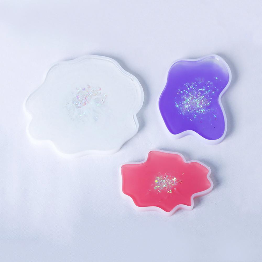 Silicone world Irregular Coaster Resin Silicone Mold UV Epoxy Resin Mold for Making Wine Glass Coffee Coaster Tray Home Decorate
