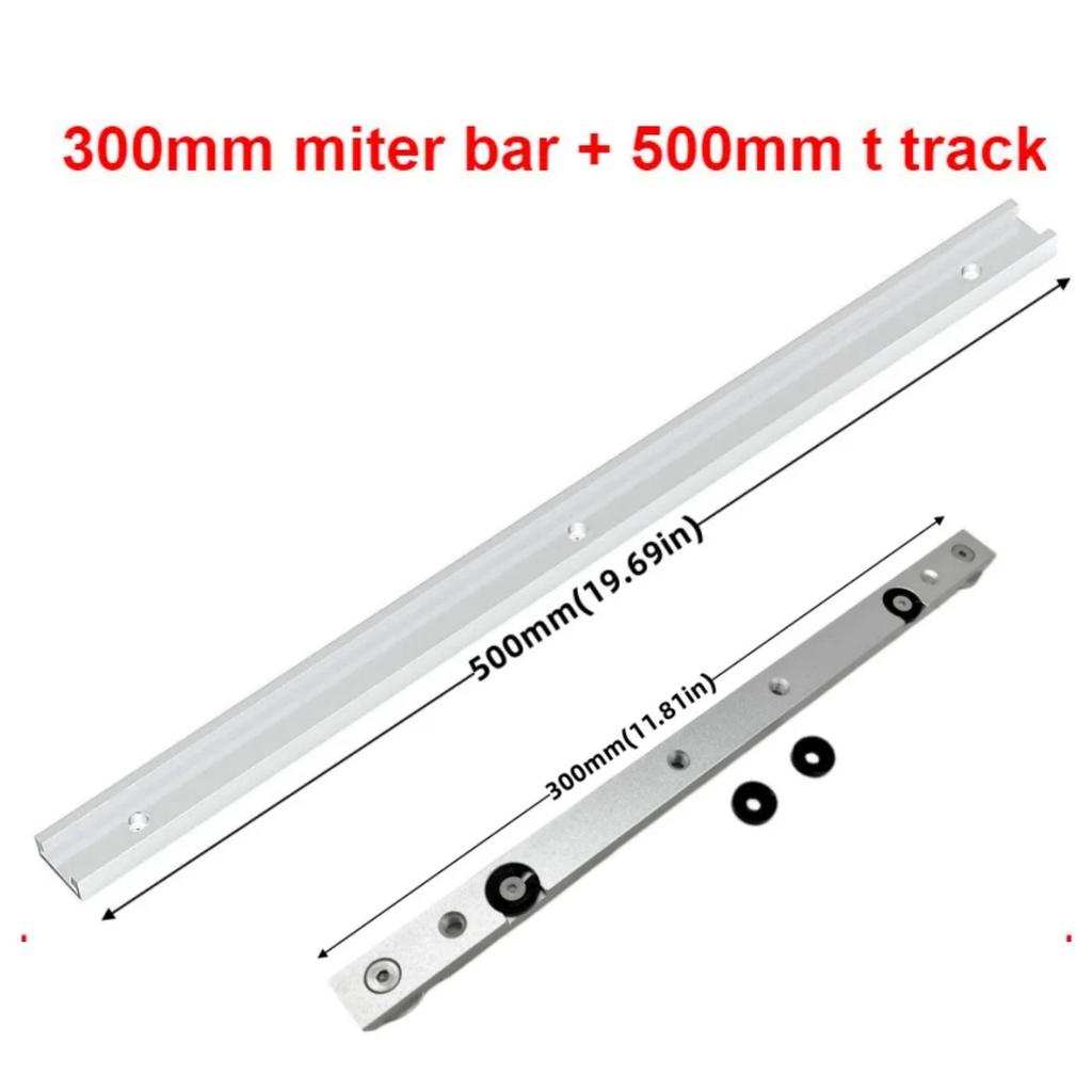 1 Set Aluminium Alloy T-tracks Slot Miter Track & Miter Bar Slider Table Saw Miter Gauge Rod Woodworking Tools Workbench Silvery