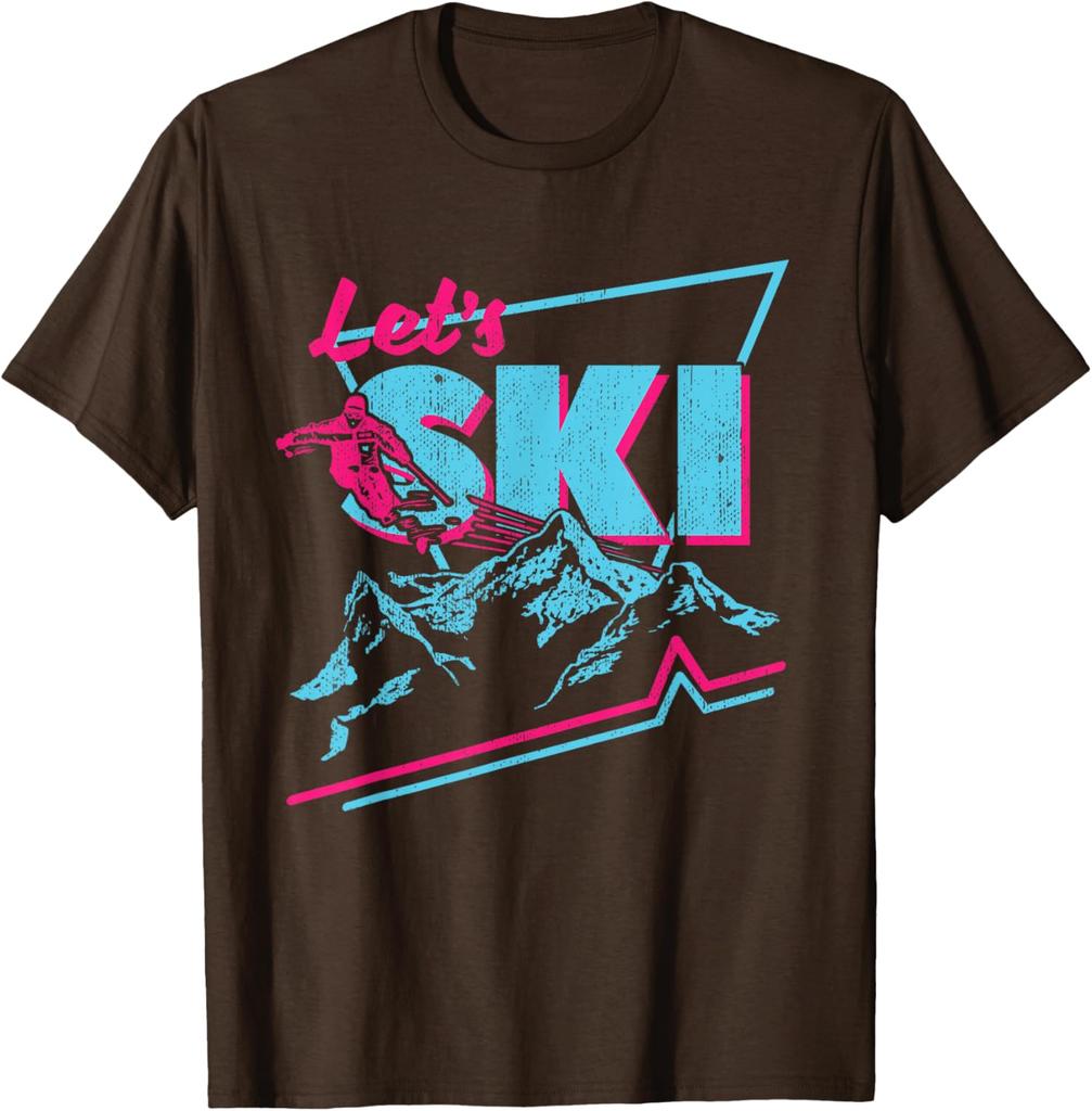 Retro 80er 90er Ski Grafik T-Shirt Vintage Neon Berg Schneesport T-Shirt
