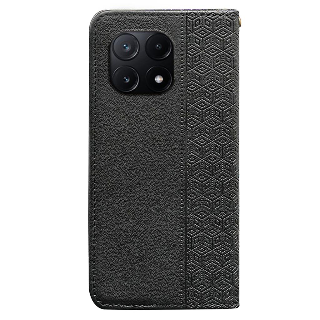 For Xiaomi Poco X6 Pro 5G/Redmi K70E 5G Wallet Phone Case Strong Magnetic Checkered Pattern Imprint Leather Flip Cover