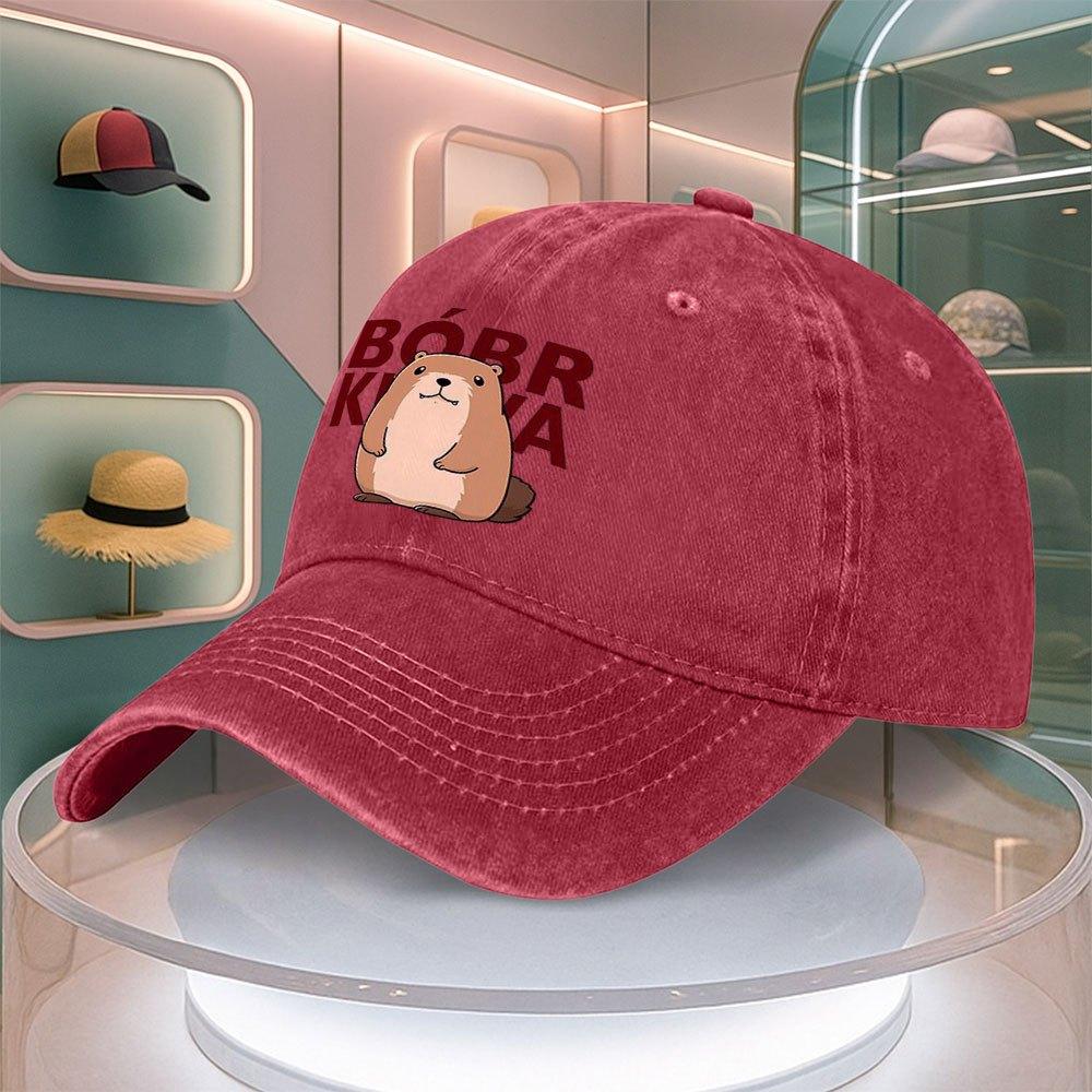 Beaver Cartoon Print Baseball Cap For Men Women Curved Brim Dad Hat Adjustable Duck Tongue Cap Multiple Colors