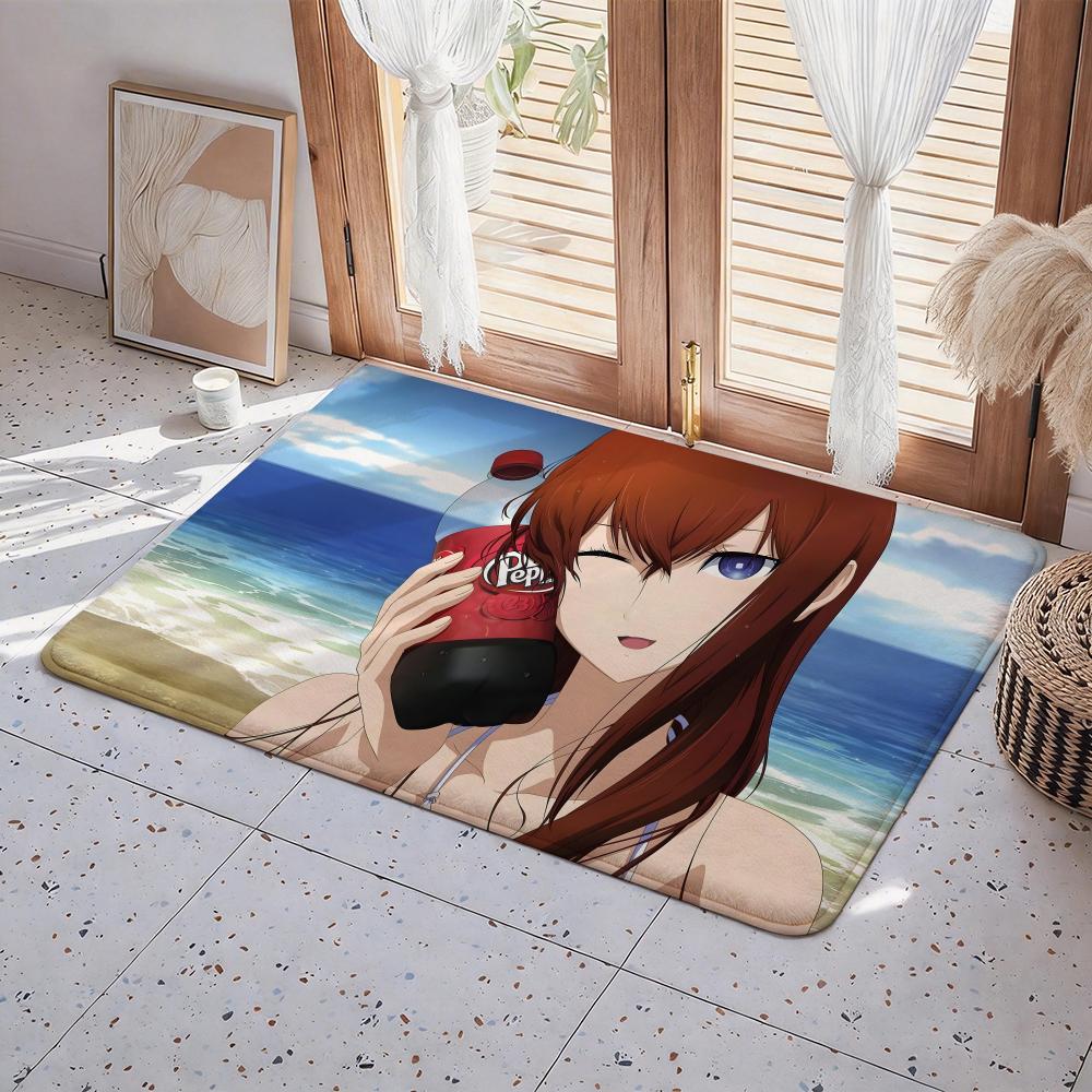 Anime S Steins;Gate Floor Mat Eco Flannel Doormat Non Slip Odorless Indoor Floor Rug Soft Short Plush Home Mat