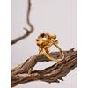 Yhpup Fashion Stainless Steel Stereoscopic Flower Metal Chic Adjustable Ring Women Charm Golden Rust Proof Daily Jewelry Bijoux