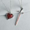 2pcs Swords Heart Pendant Necklaces for Women Men Cool Punk Heart Matching Necklaces Couple Friendship  Jewelry Gift