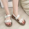 Fashion Summer Women Sandals Fashion Open-toe Buckle Strap Flat Bottom Casual Sandales Females Platform Middle Heel Ladies Sandalias