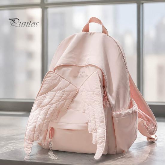 Daily Commuter Daypack Angel Wing Backpack for Women Girls, Lightweight Nylon School Bag, Large Bookbag Outdoor Travel Commute Girls