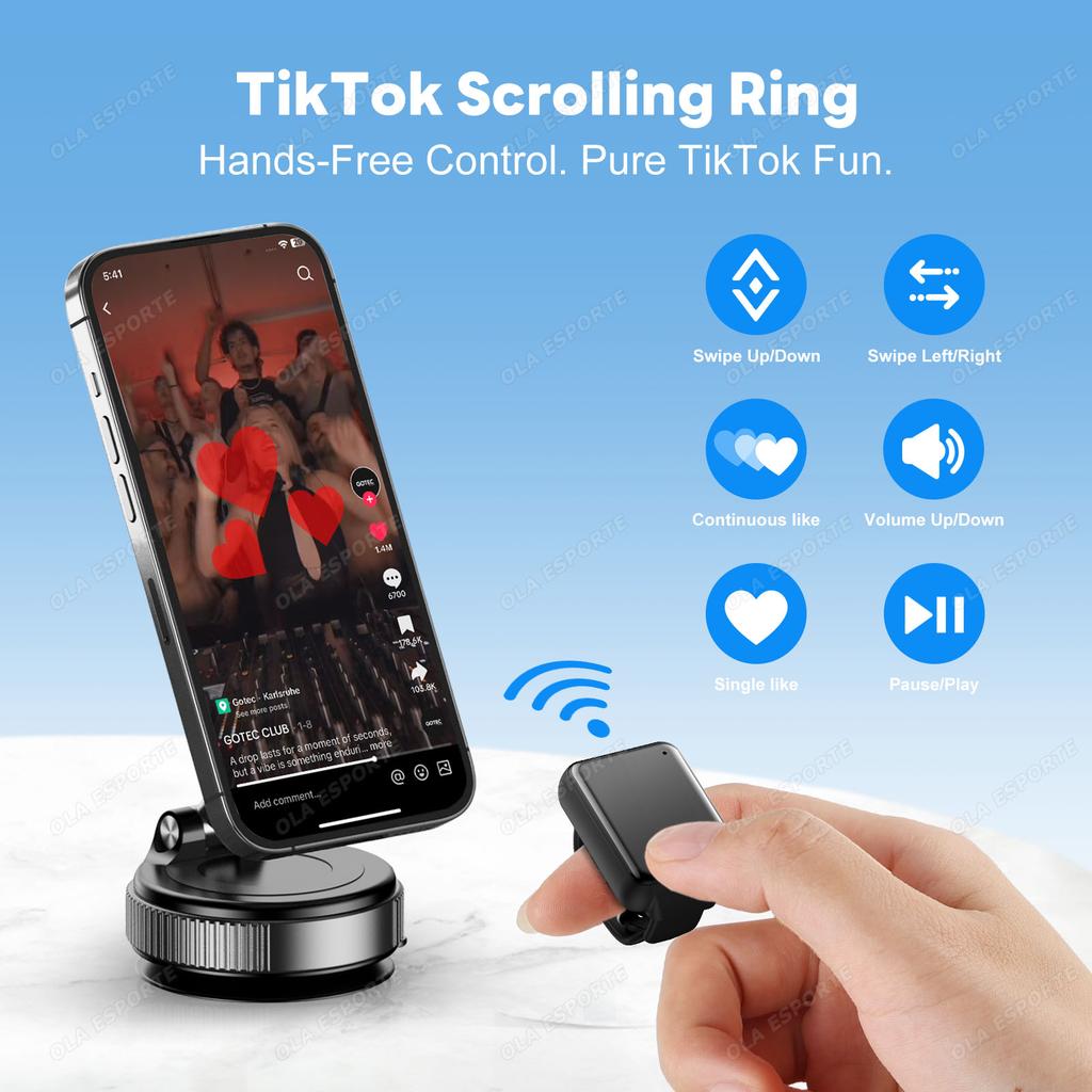 Nový Chytrý Prstencový Dálkový Ovladač Bezdrátový Bluetooth Mobilní Selfie Myš Selfie Video Automatický Otočník Stránek Prohlížení