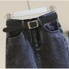 Black & Gray High-Waist A-Line Denim Mini Skirt - Korean Style, Summer Trend