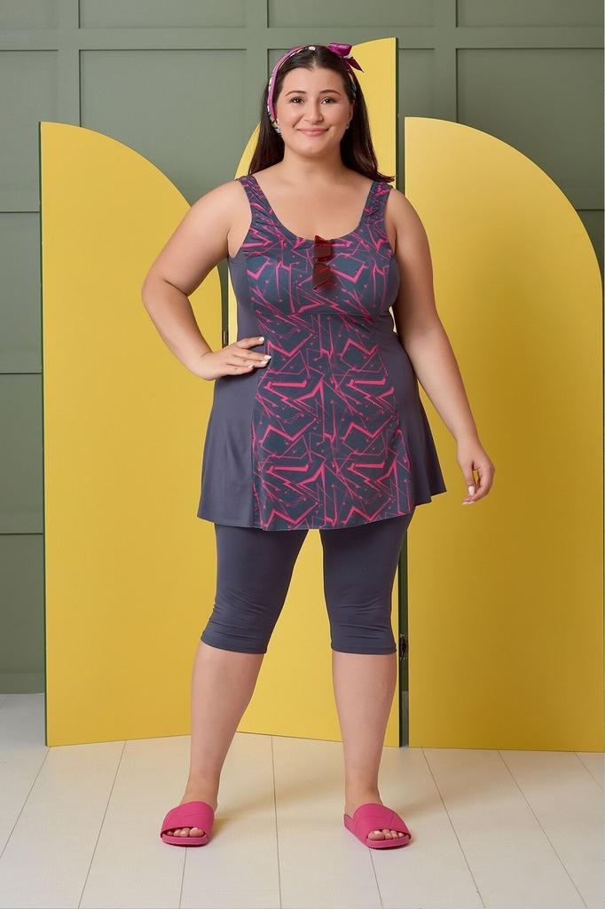 Women's Style Big Size Swimsuit Plus Size Patterned Leggings With Shorts