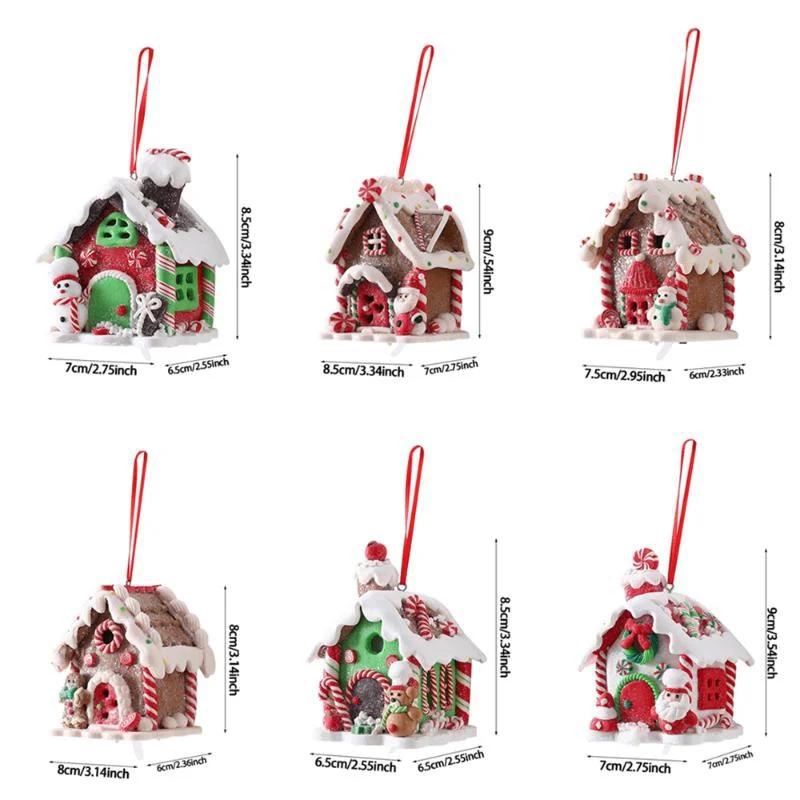Christmas Gingerbread Small House Pendant Creative Xmas Tree Decorantions Hanging Ornament New Year Gift Home Decor 2023