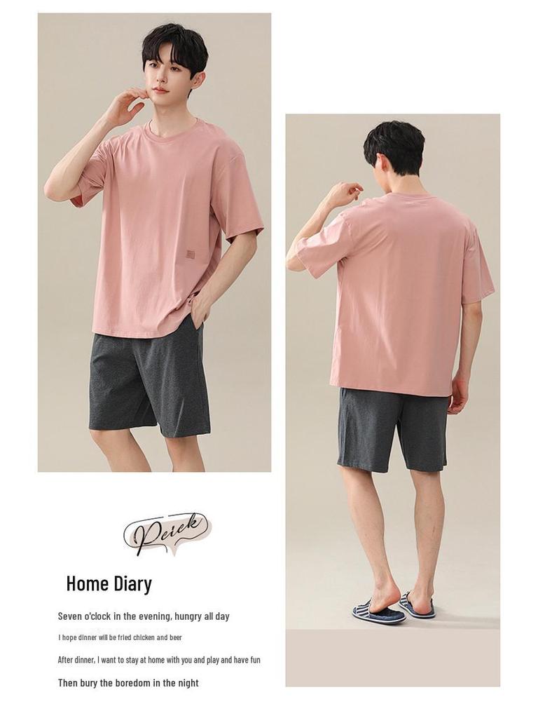 Modal Men's Summer Pajamas Set - Short Sleeve Pullover and Shorts for Cooling Comfort