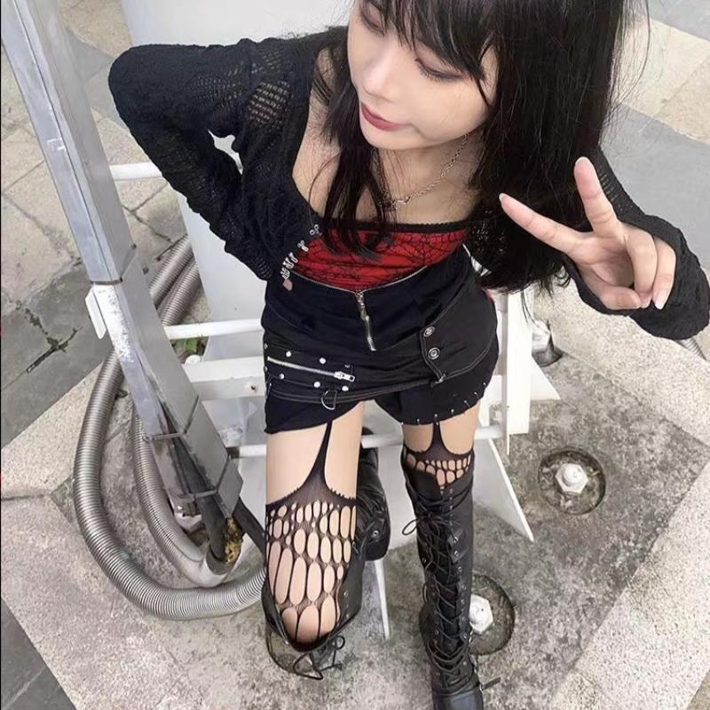 Sexy Spider Web Stockings Women Thigh High Fishnet Mesh Tights Pantyhose Gothic Lolita Legging Dark Spider Hollow Out Long Socks