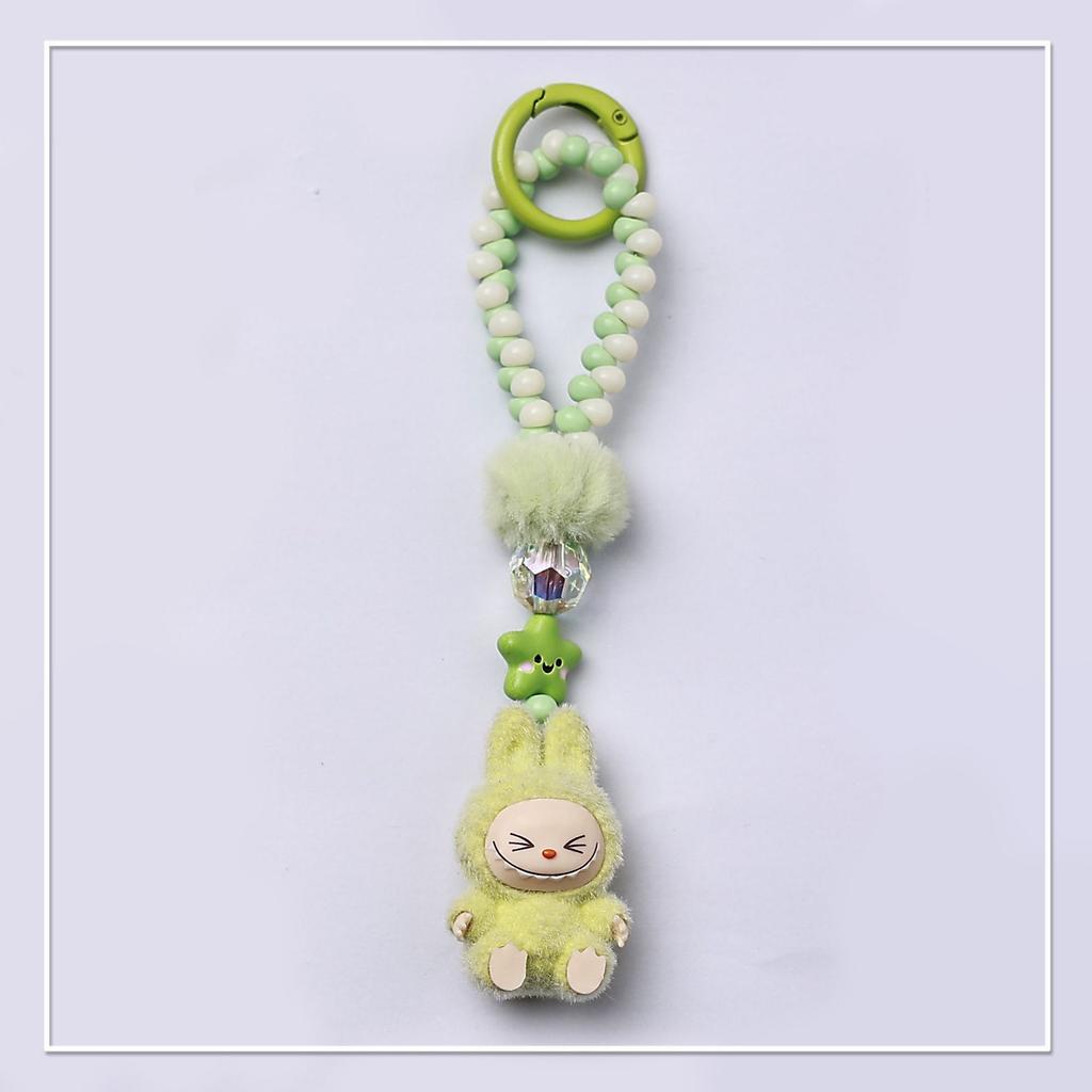 Cute Long String of Rag Beaded Keychain Pendant Personalized Fun Bag Hanging Mobile Phone Lanyard Bag Accessories