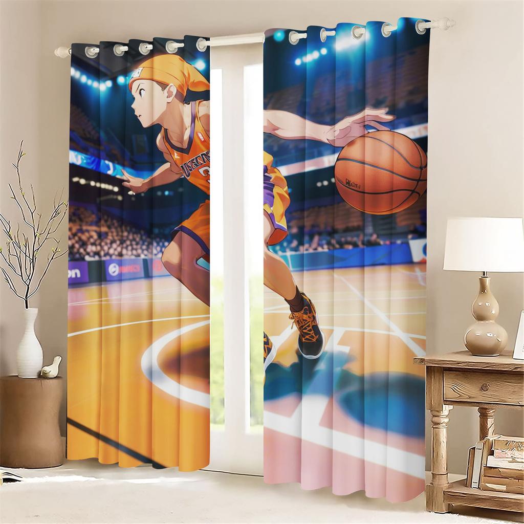 Cartoon Curtain Basketball For Boy 3D Print Bedroom Living Room Window Blackout Partition Style Home Decoration