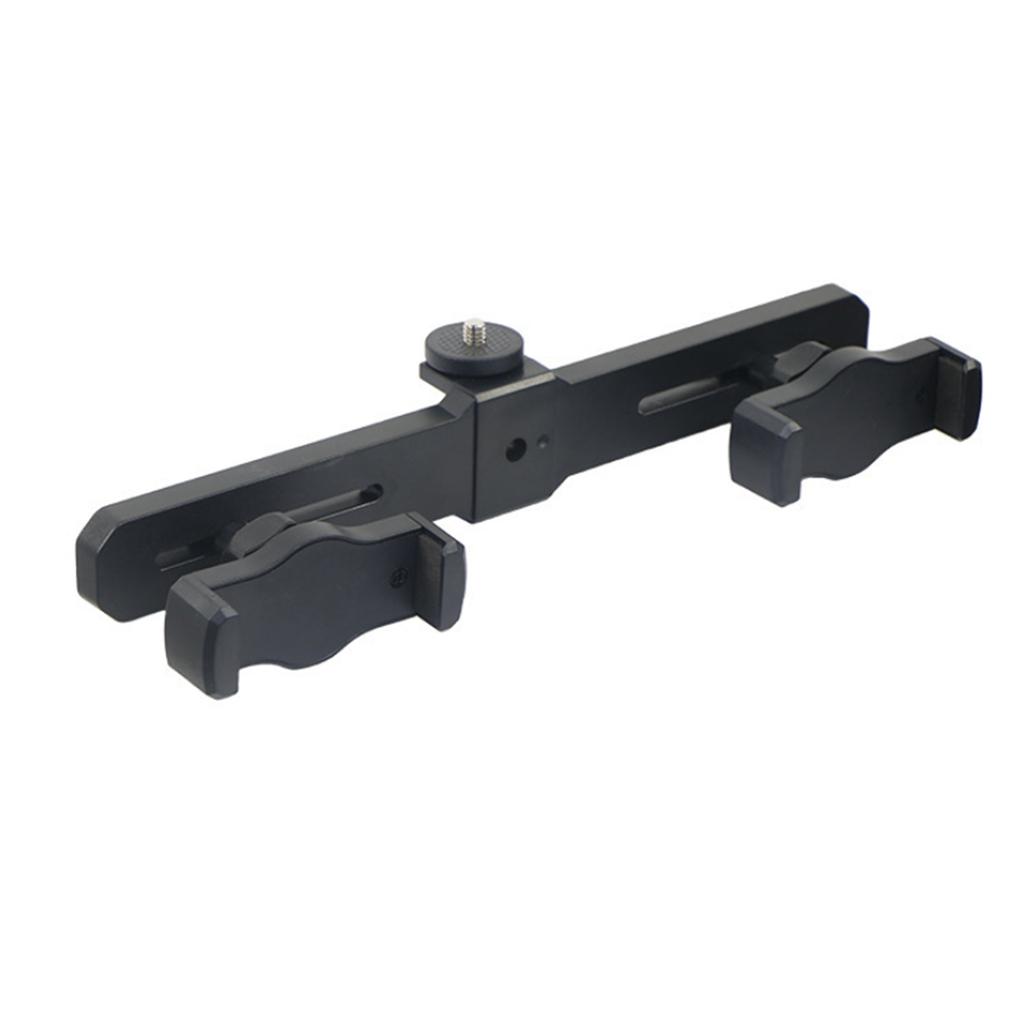 Smartphone Mount Double Clip Tripod Adjustable Movable Crossbar Clip for Living Stream Video Recording Selfie Holder Part