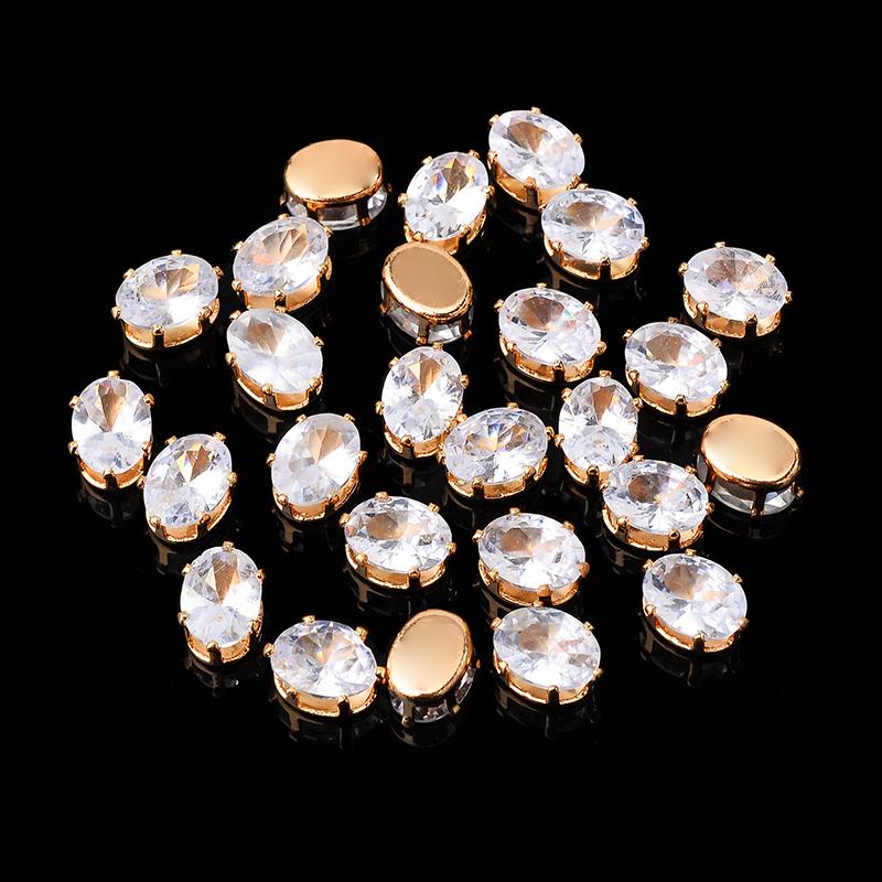 Flatback Zircon Rhinestones Cubic Zirconia teardrop base Claws Sew On  clear  Zircon For Rings Earrings DIY Clothing Accessorie