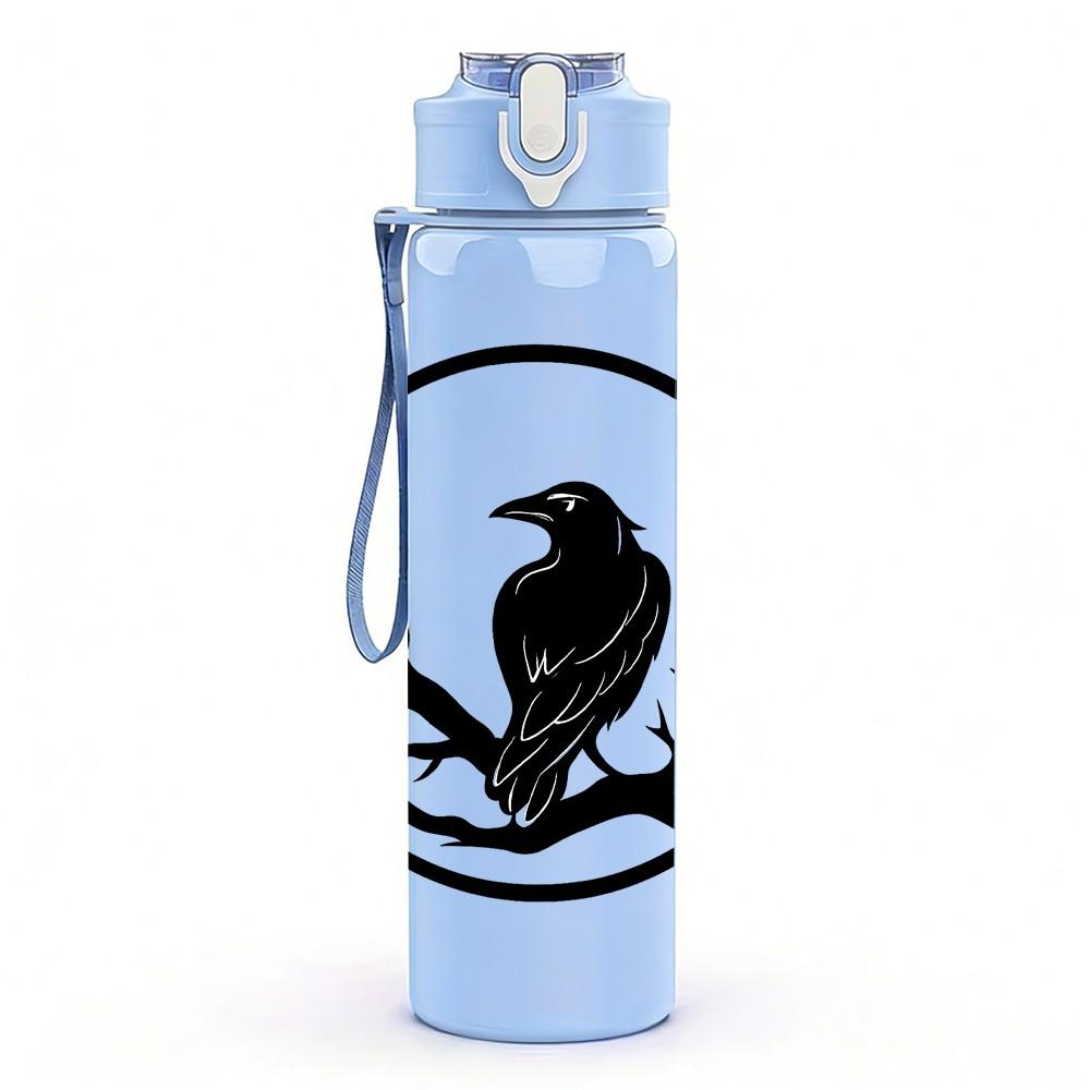 1PC Crow Branch Circle Art 750ml Color Plastic Sports Water Bottle Leakproof Flip Straw Lid Suitable for Sports Office Home Use