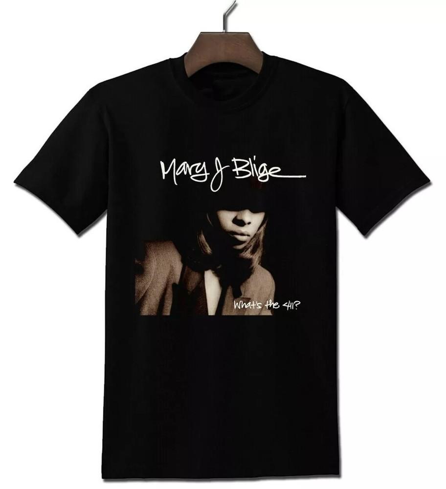 VTG Mary J Blige Singer Men T-shirt Black Cotton Tee All Size S-5XL 3F216 Unisex T-Shirt XXXL