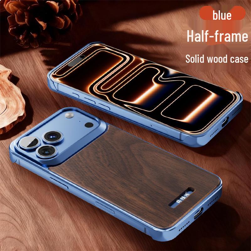 Walnut ProMax 16/15 Original Wood Magnetic Suction Phone Case with Aroma Metal Borderless Protection