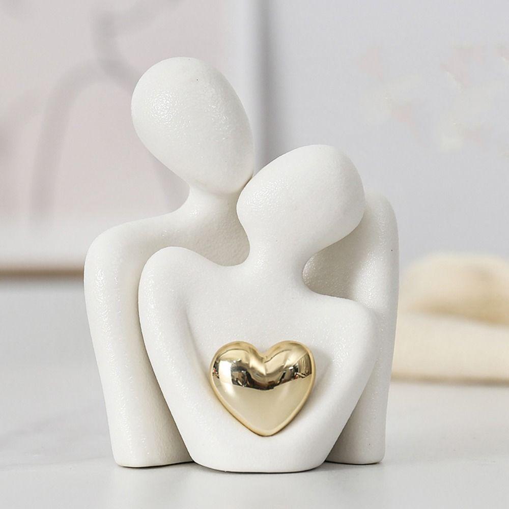 Keramik Paar Umarmung Statue Abstrakt Miniaturen Figur Menschen Liebe Skulptur Wohnzimmer