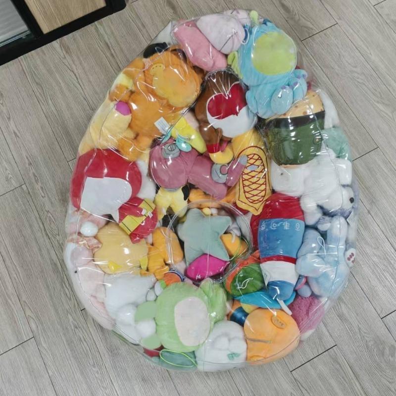 User Friendly PVC Clear Oversized Storage Sacks Holds 100 Plus Plush Toy And Transforms Into Supportive Bean Bag Chair