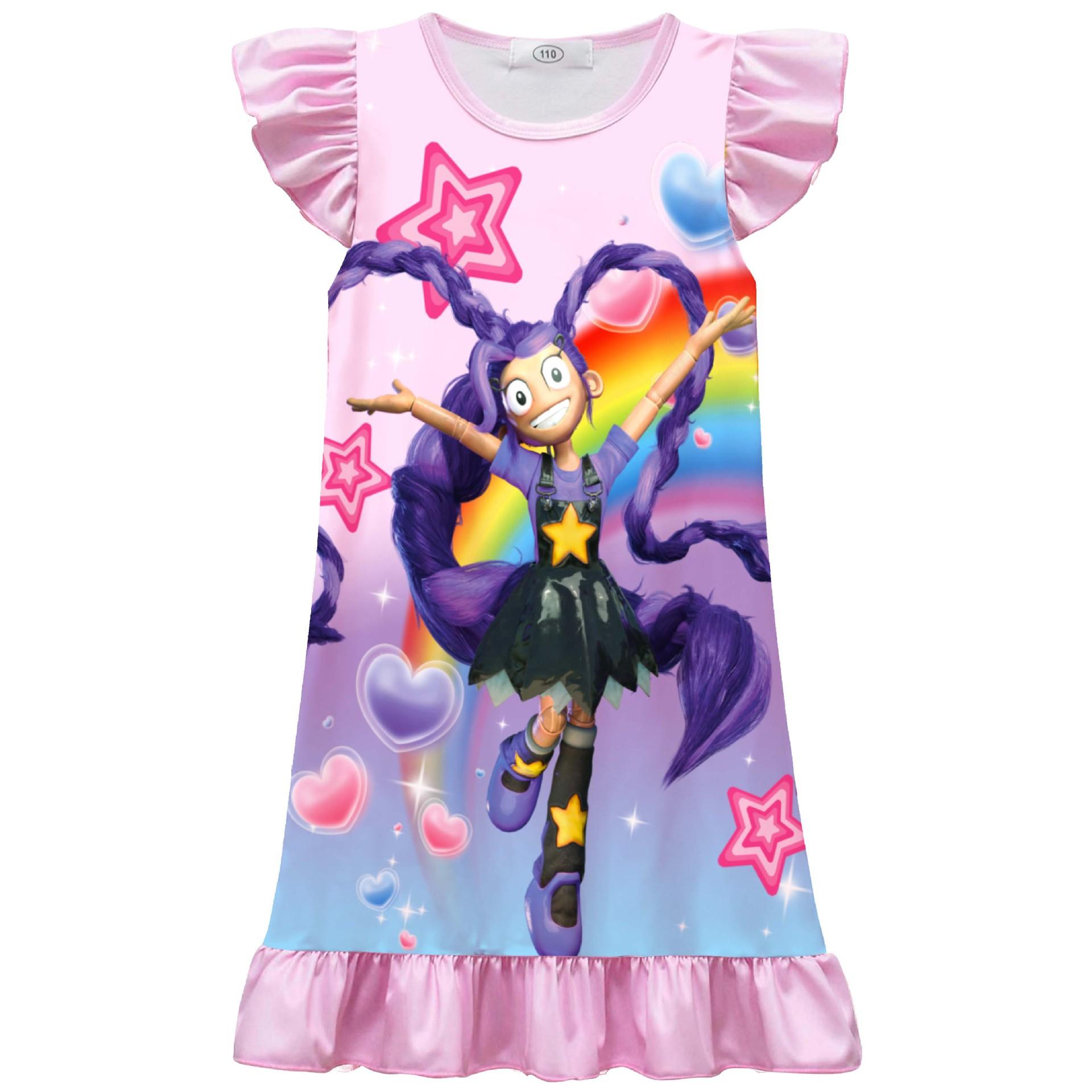 Nouvelle Robe Cosplay Bobi Time Lily pour Filles Enfants Sac Masque Temps de Jeu Costume Fête d'Halloween Jeu de Rôle Déguisement 110 blue