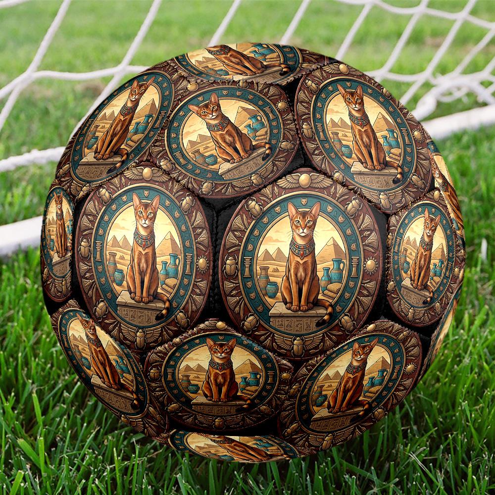 Egyptian Cat Art Round Football Size 5 Adult Ball Suitable for Training Matches and Outdoor Team.