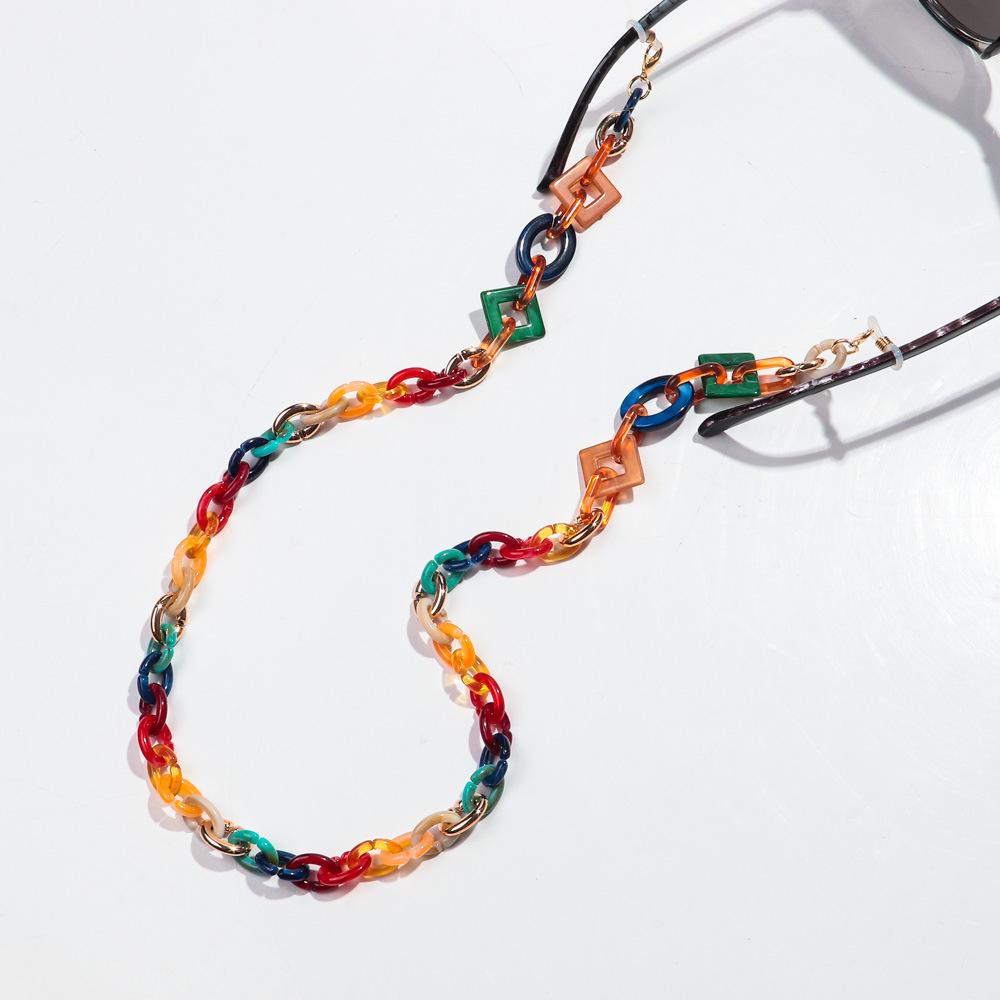 Chaîne de lunettes colorée en acrylique de 70 cm pour femmes Mode Géométrique Cordon Lanière Sangle Chaîne suspendue Accessoires Lunettes de soleil