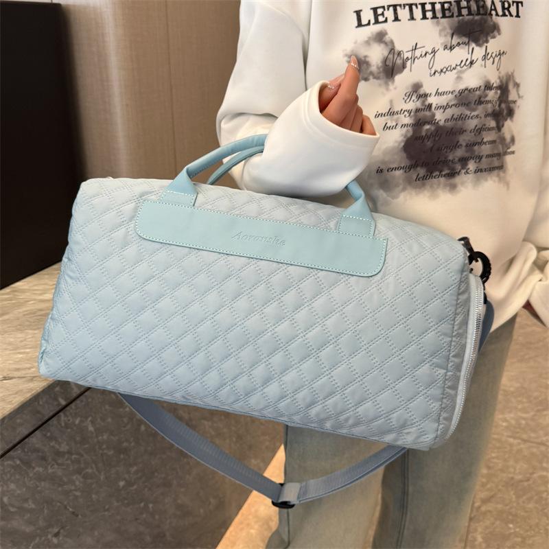Rhombus fitness bag women's Oxford cloth yoga business trip travel handbag texture foreign style short-distance travel bag men