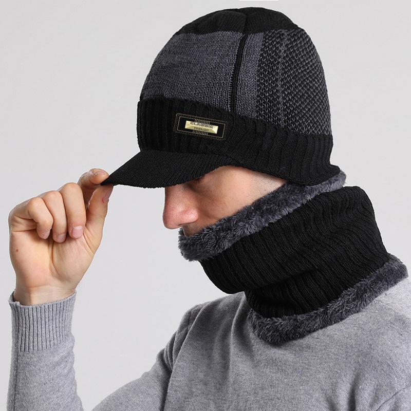 Winter Knitted Hat Caps Winter Beanie Hats Scarf Set Warm Knitted Hat Neck Warmer Suitable For Sking Outdoor Activities