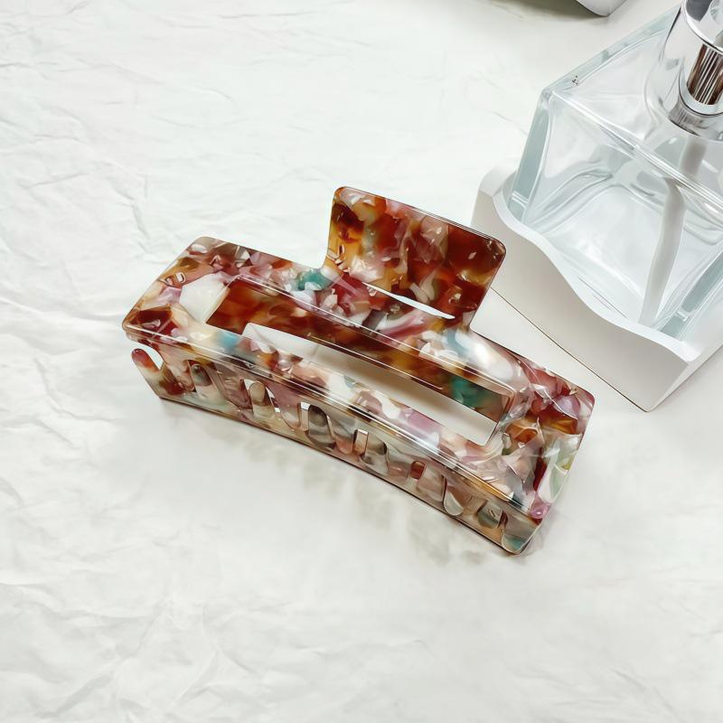 10cm Rectangle Hollow Hair Claws Large Thick Marble Claw Clip Acetate Hair Clip Personalized Custom Claw Clip Wholesale