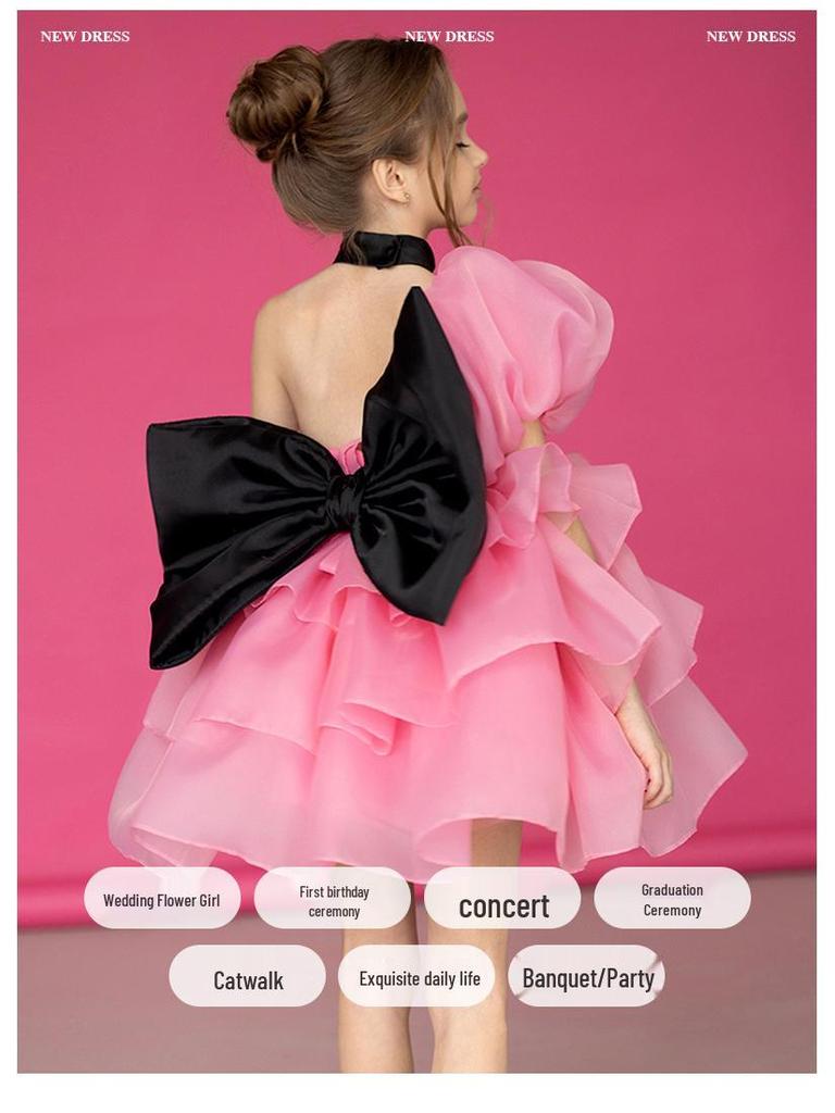 Exklusives Colorblock-Schleifen-Prinzessinnenkleid für Geburtstage, Abschlussbälle, Klavieraufführungen oder Hochzeitsfeiern von Mädchen