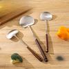 1PC Stainless Steel Spatula Walnut Wood Long Handled Mushroom Spatula Vegetable Spatula Kitchen Stir Fry Spoon7